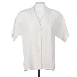 NWT DIANE VON FURSTENBERG Vintage Top S Ivory Silk Sheer Short Sleeve Oversized